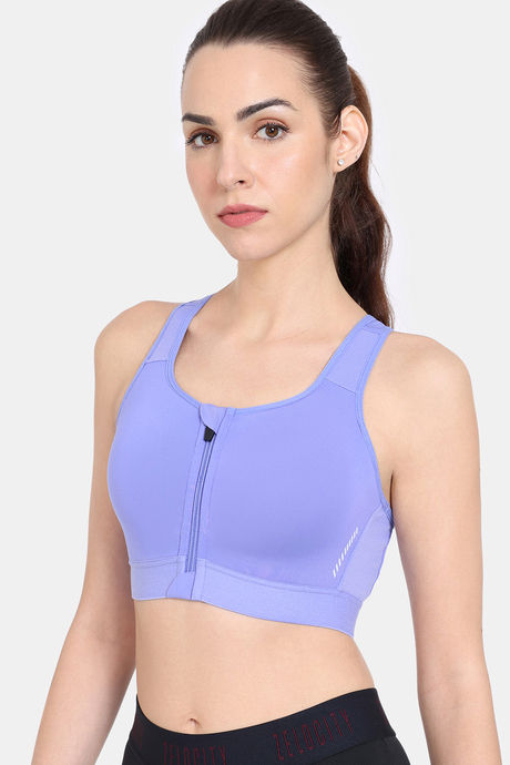 Zelocity High Impact Quick Dry Front Opening Sports Bra - Deep Periwinkle — image 5